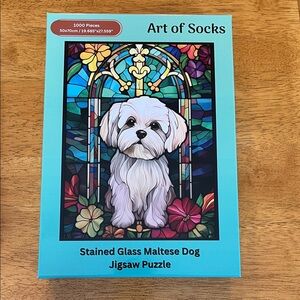 Stained Glass Maltese Dog Puzzle - Multicolor